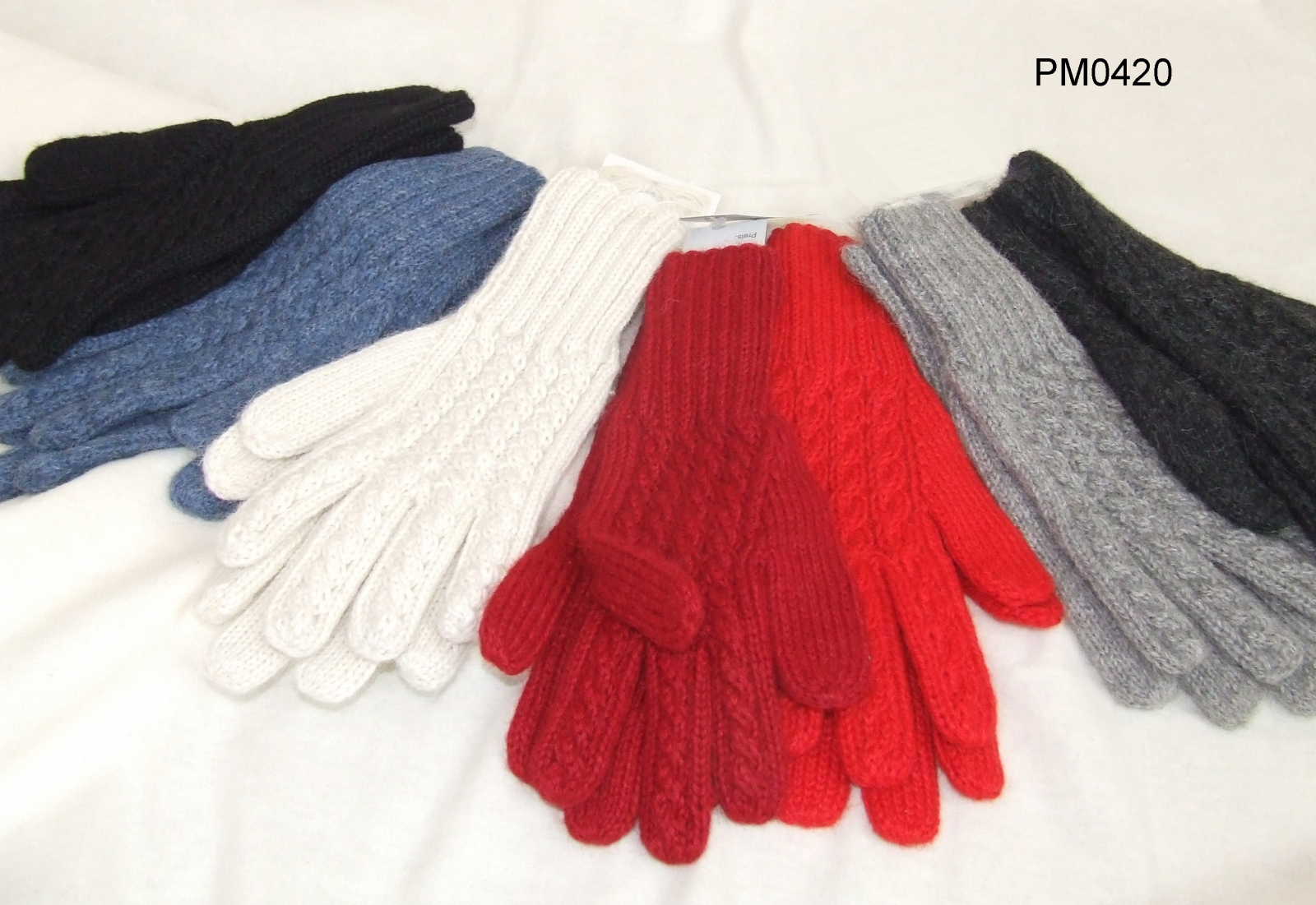 Alpaka Handschuhe mit Strickmuster