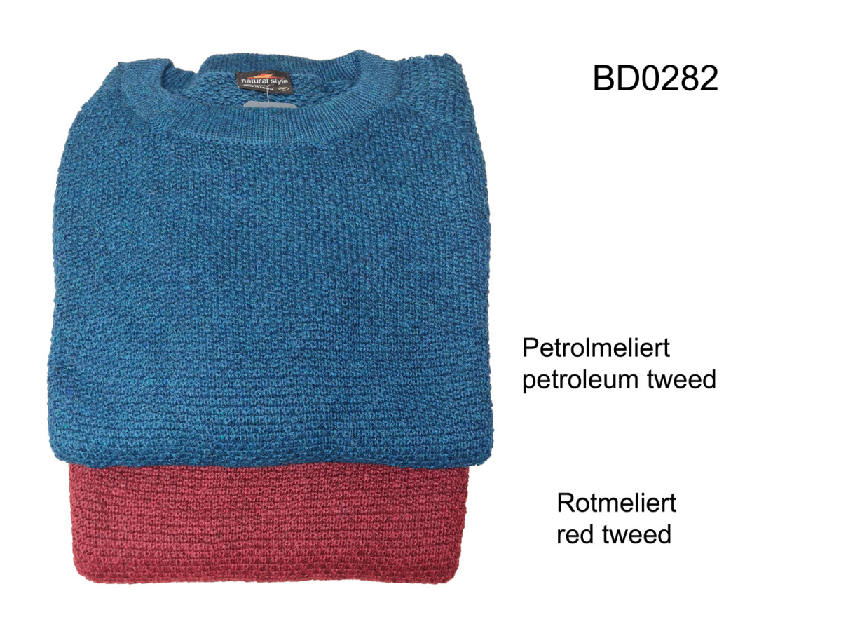 Alpaca Block-Knit Round-Neck Sweater for Women or Men