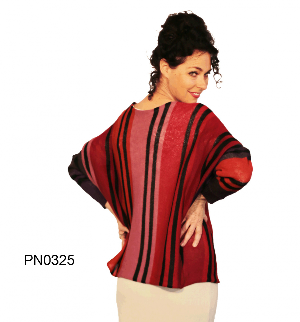 Womens Alpaca Sweater in Butterfly-Form, red colors, long sleeves