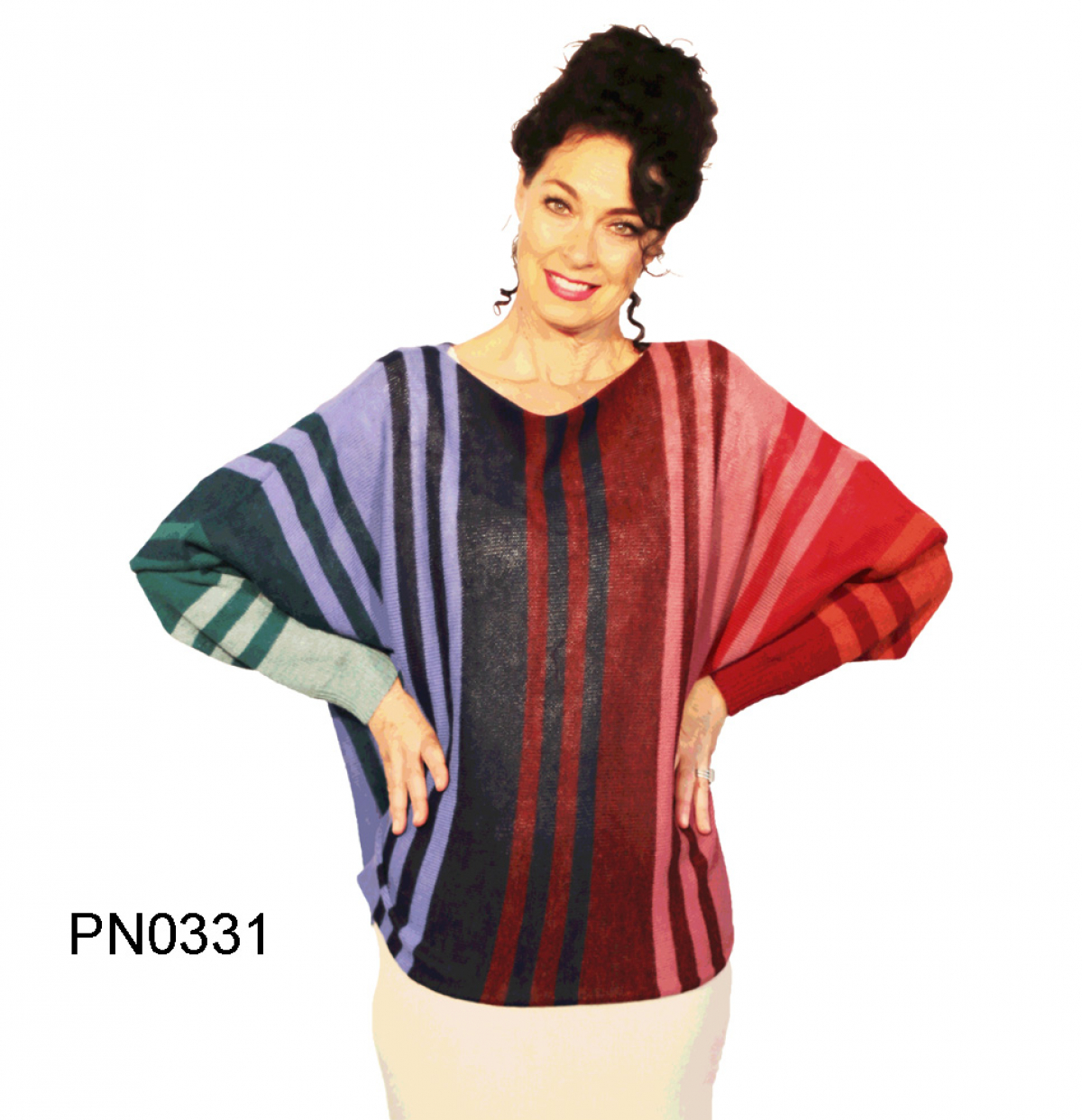 Womens Apaca Sweater in Butterfly-Form, rainbow colors, long sleeve